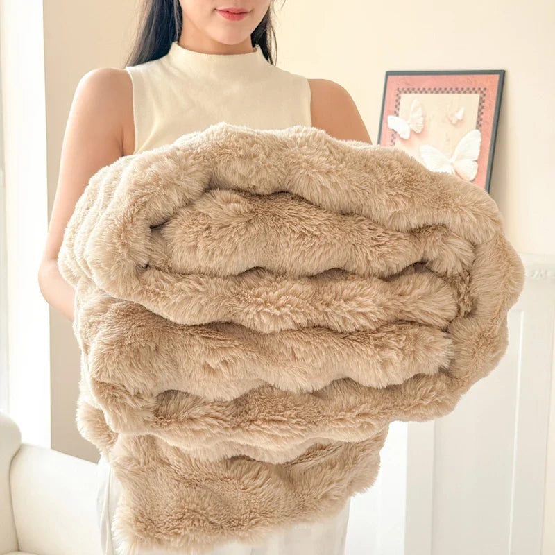 Plaid moelleux double épaisseur – maille gaufrée, quatre formats