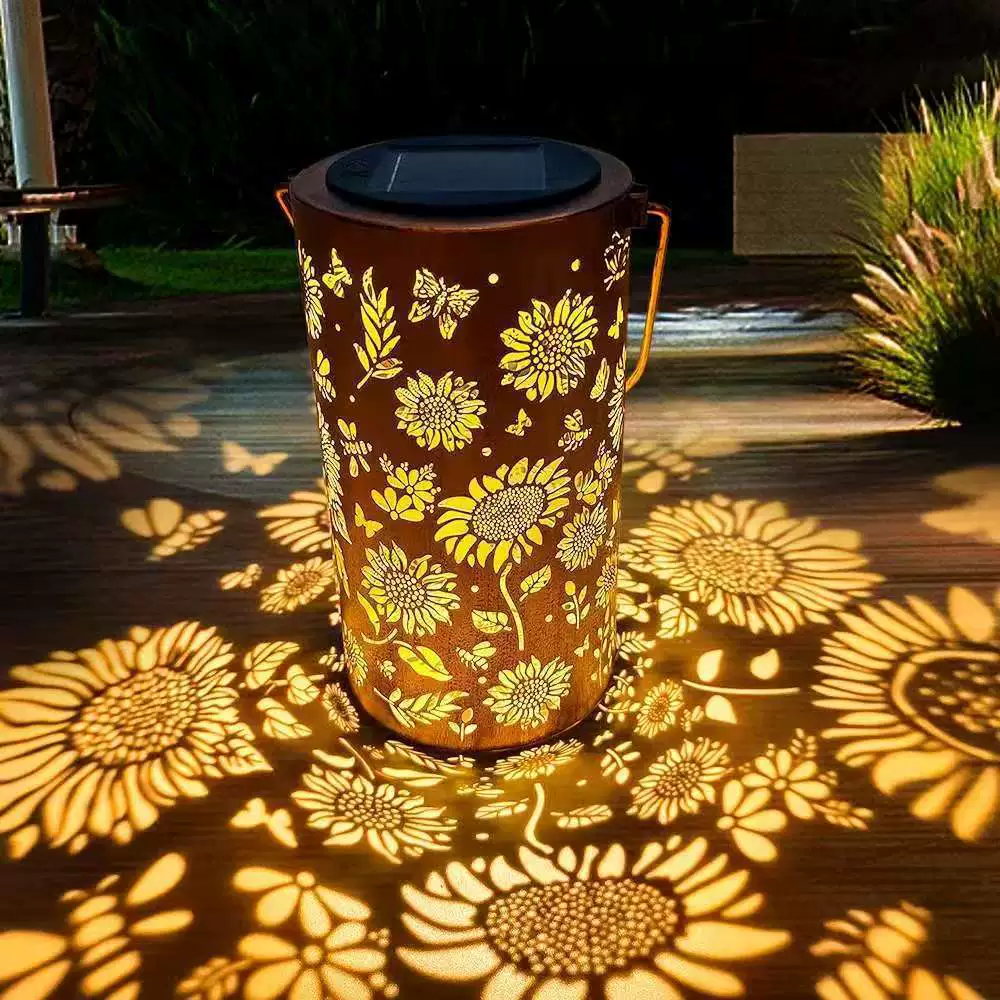 Lanterne solaire à projection – motifs lumineux au sol