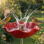 Abreuvoir oiseaux décoration – coquelicot rouge métallique
