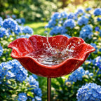 Abreuvoir oiseaux décoration – coquelicot rouge métallique