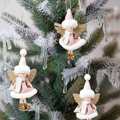 Ange en peluche avec bonnet – ornement suspendu Noël