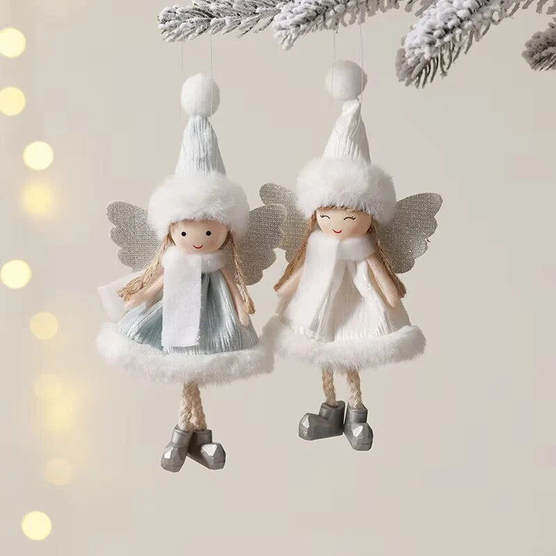 Ange en peluche avec bonnet – ornement suspendu Noël