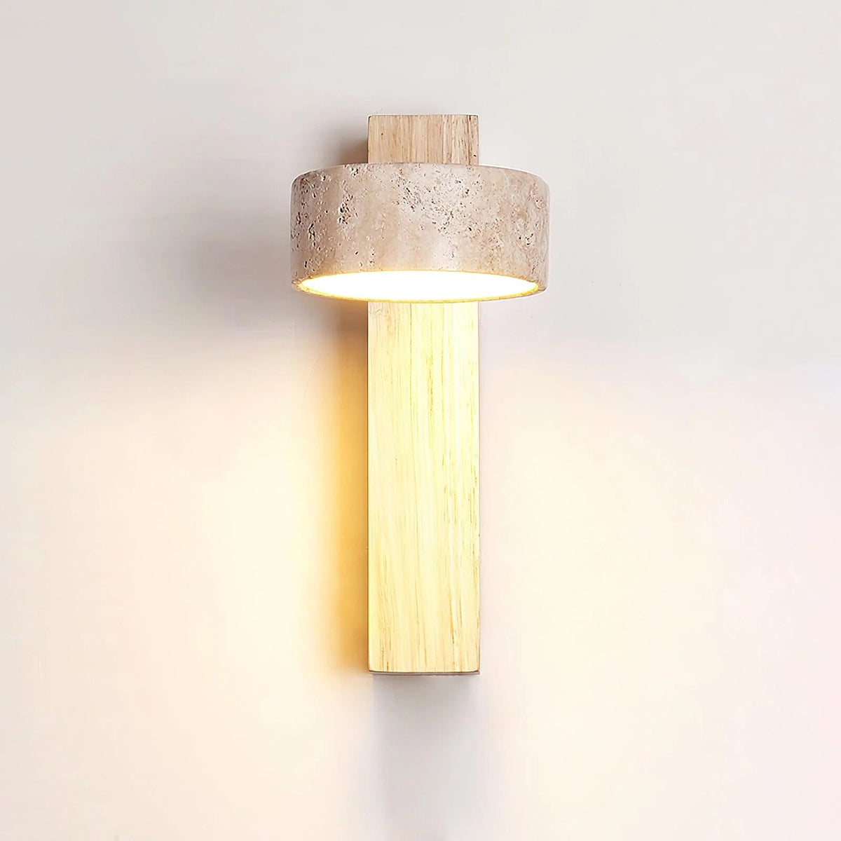 Applique murale Jovan – bois massif et travertin jaune