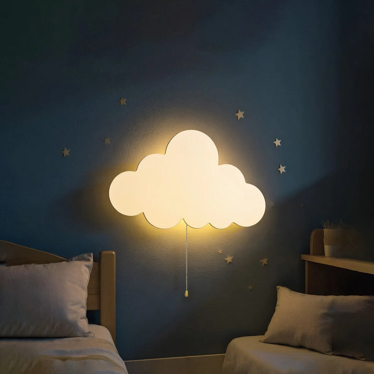 Applique murale veilleuse nuage LED bois