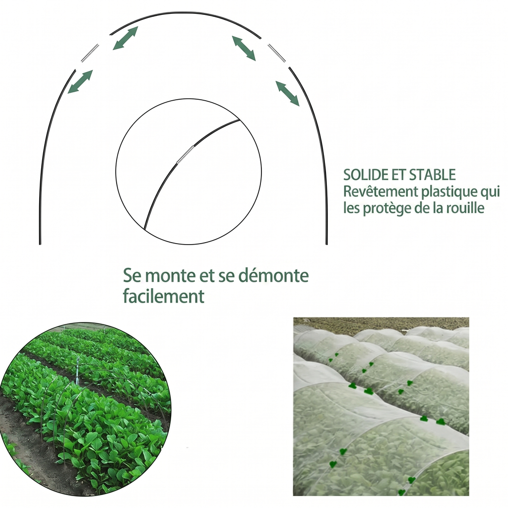 Arceaux de serre en fibre de verre – tunnel de culture modulable