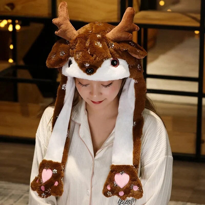 Bonnet de Noël en peluche – quatre motifs festifs, doublure épaisse