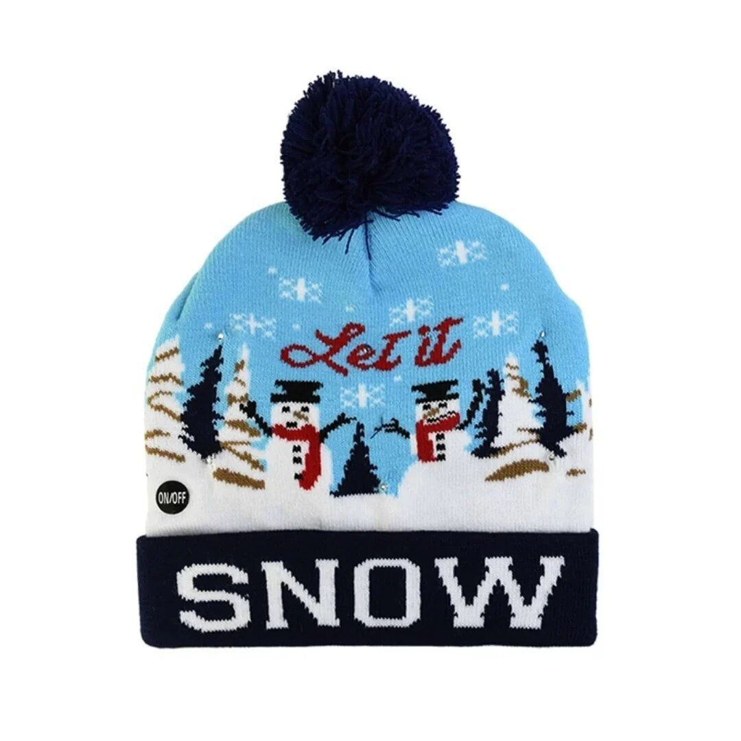 Bonnet de Noël lumineux – maille coton et LED tricolores