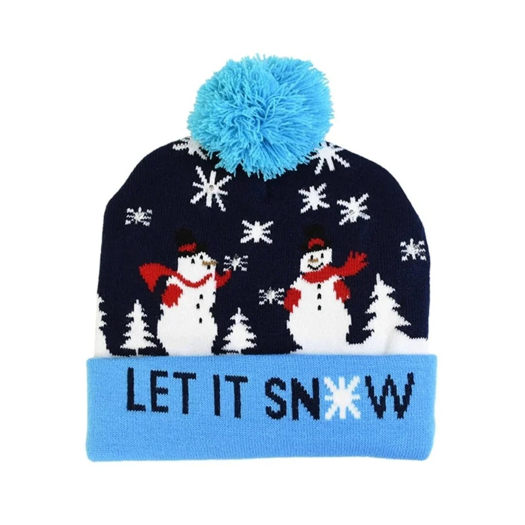 Bonnet de Noël lumineux – maille coton et LED tricolores