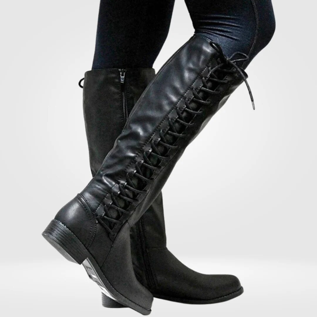 Bottes hautes femme – cuir lacé avec doublure chaude