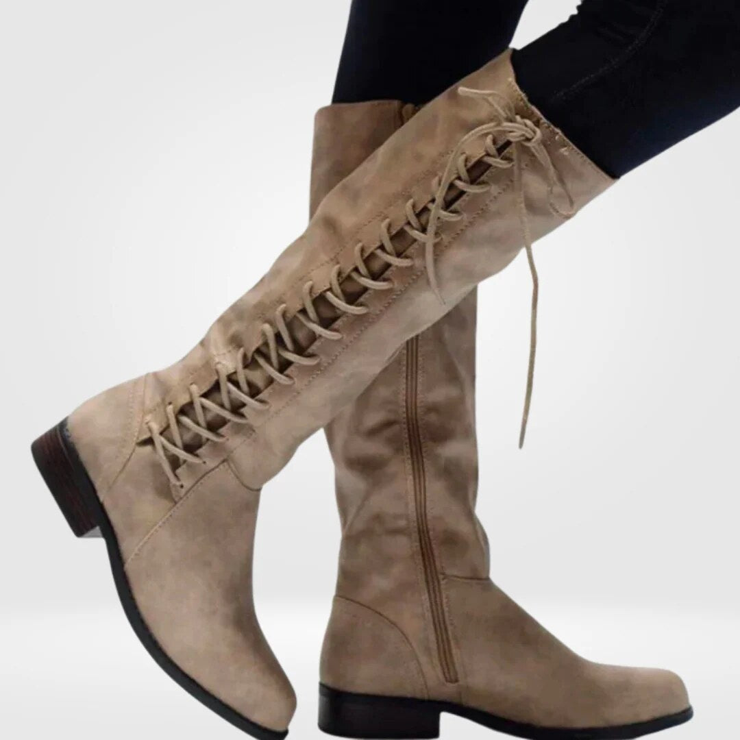 Bottes hautes femme – cuir lacé avec doublure chaude
