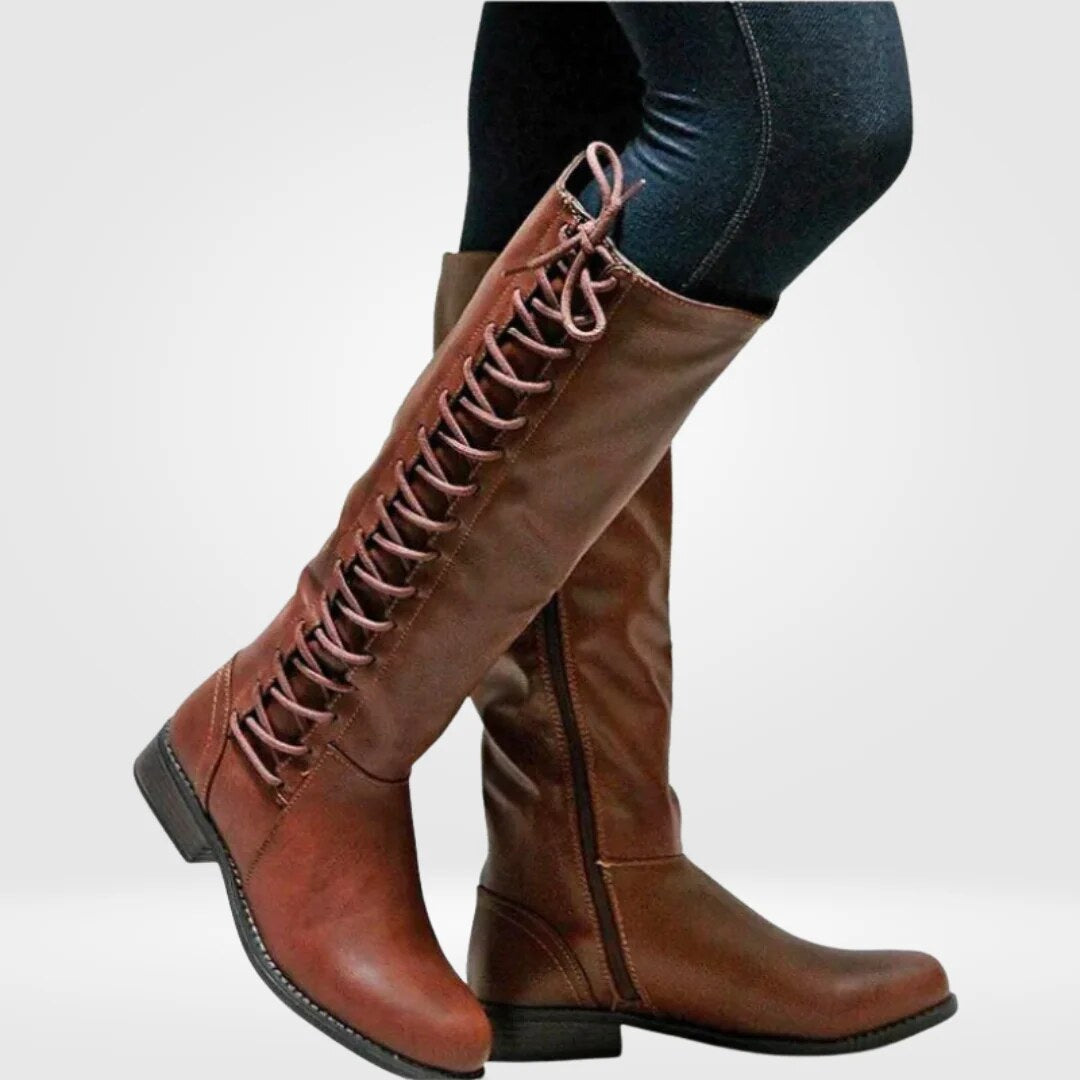 Bottes hautes femme – cuir lacé avec doublure chaude