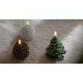 Bougie LED en forme de pomme de pin – cire blanche décorative
