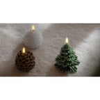 Bougie LED en forme de pomme de pin – cire blanche décorative