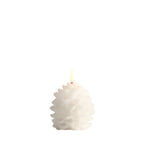 Bougie LED en forme de pomme de pin – cire blanche décorative