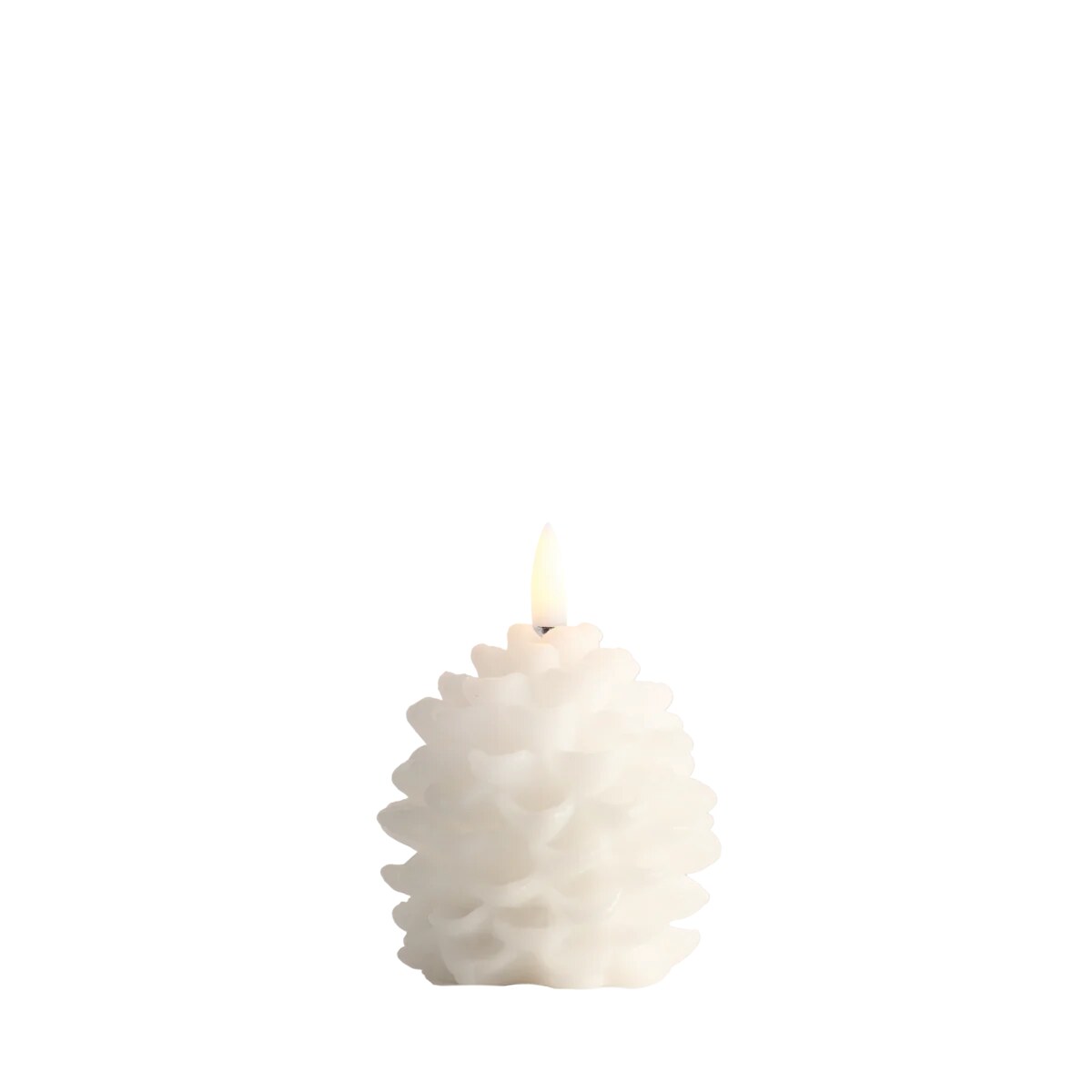 Bougie LED en forme de pomme de pin – cire blanche décorative
