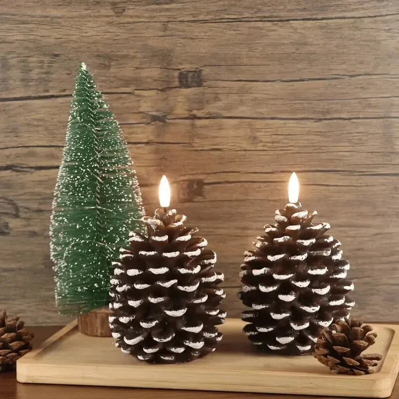Bougie LED pomme de pin – décoration lumineuse sécurisée