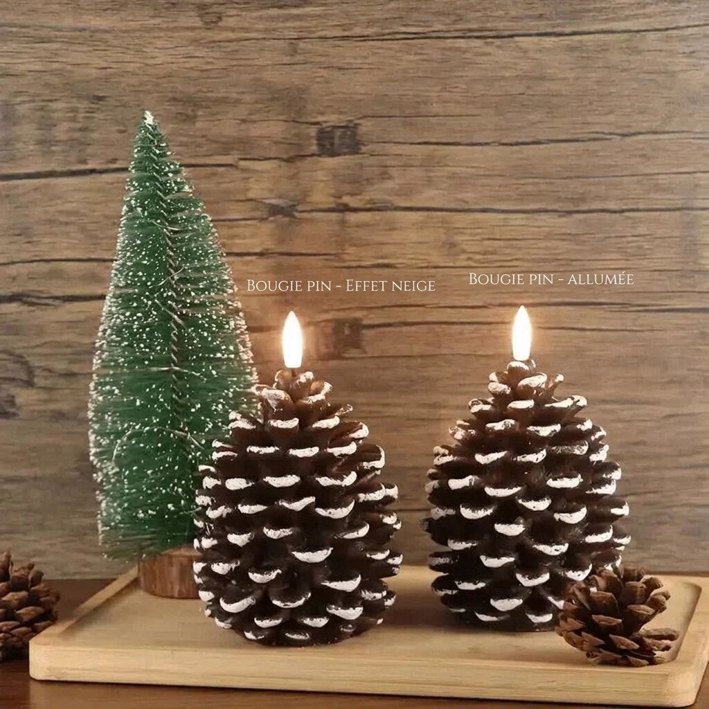 Bougie LED pomme de pin – décoration lumineuse vacillante