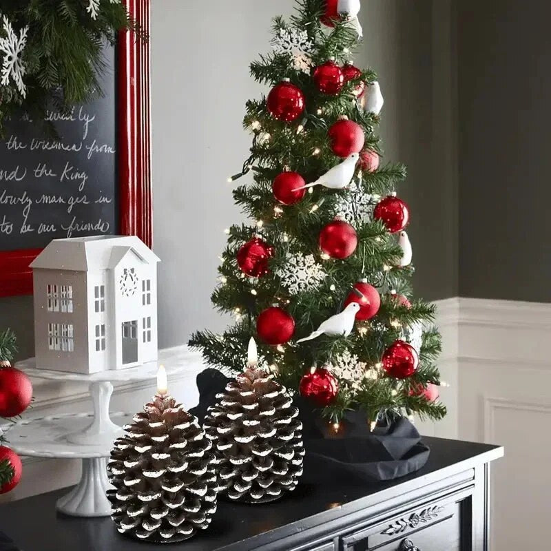 Bougie LED pomme de pin – décoration lumineuse vacillante