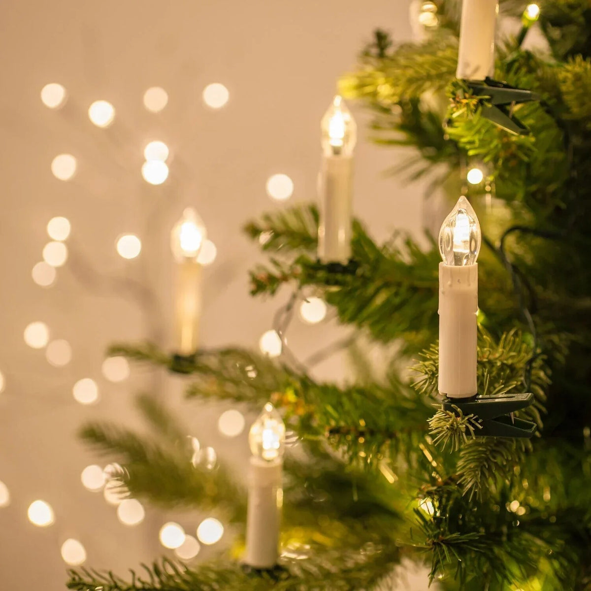 Bougies LED pour sapin – guirlande blanc chaud à pinces