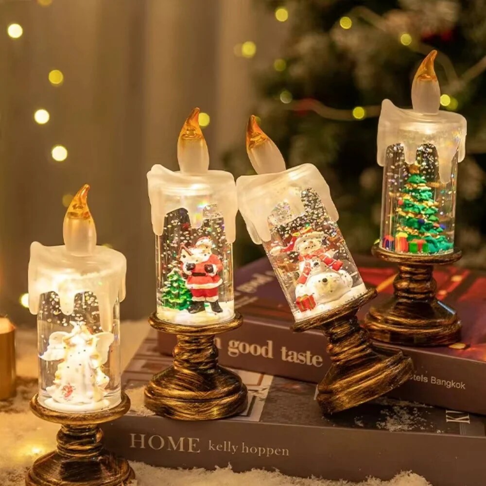 Boule à neige lumineuse – veilleuse Père Noël ou sapin