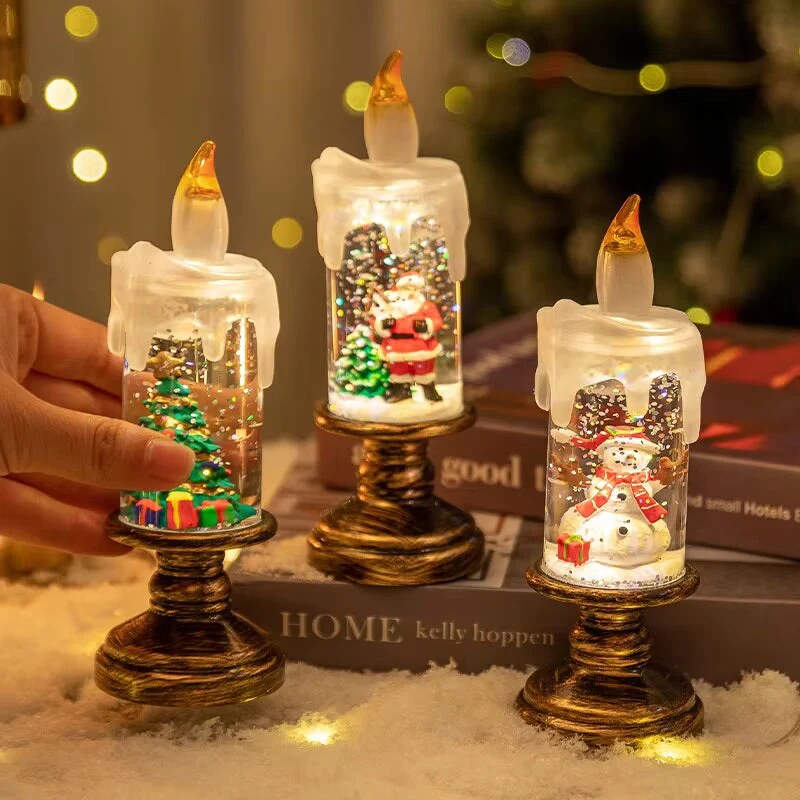 Boule à neige lumineuse – veilleuse Père Noël ou sapin