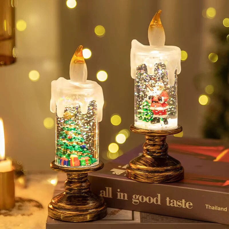 Boule à neige lumineuse – veilleuse Père Noël ou sapin