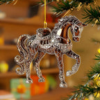 Boule de noël cheval – ornement en acrylique fait à la main