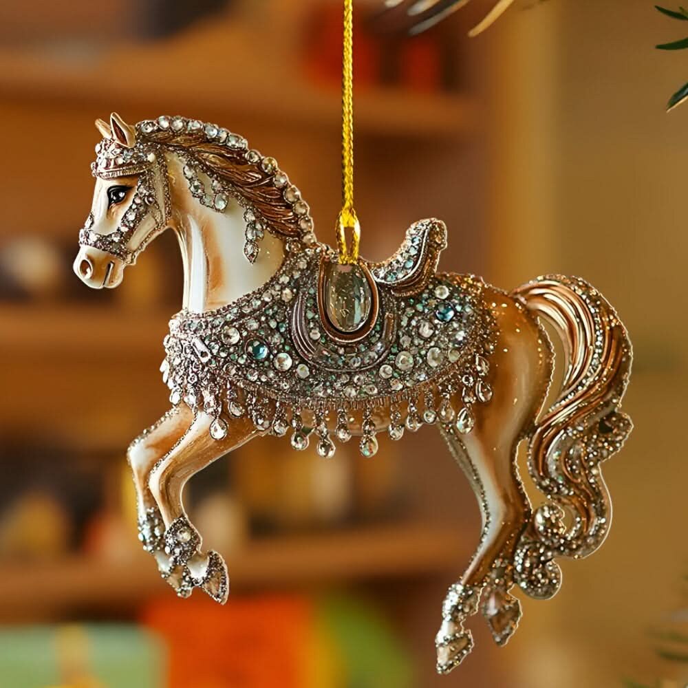 Boule de noël cheval – ornement en acrylique fait à la main