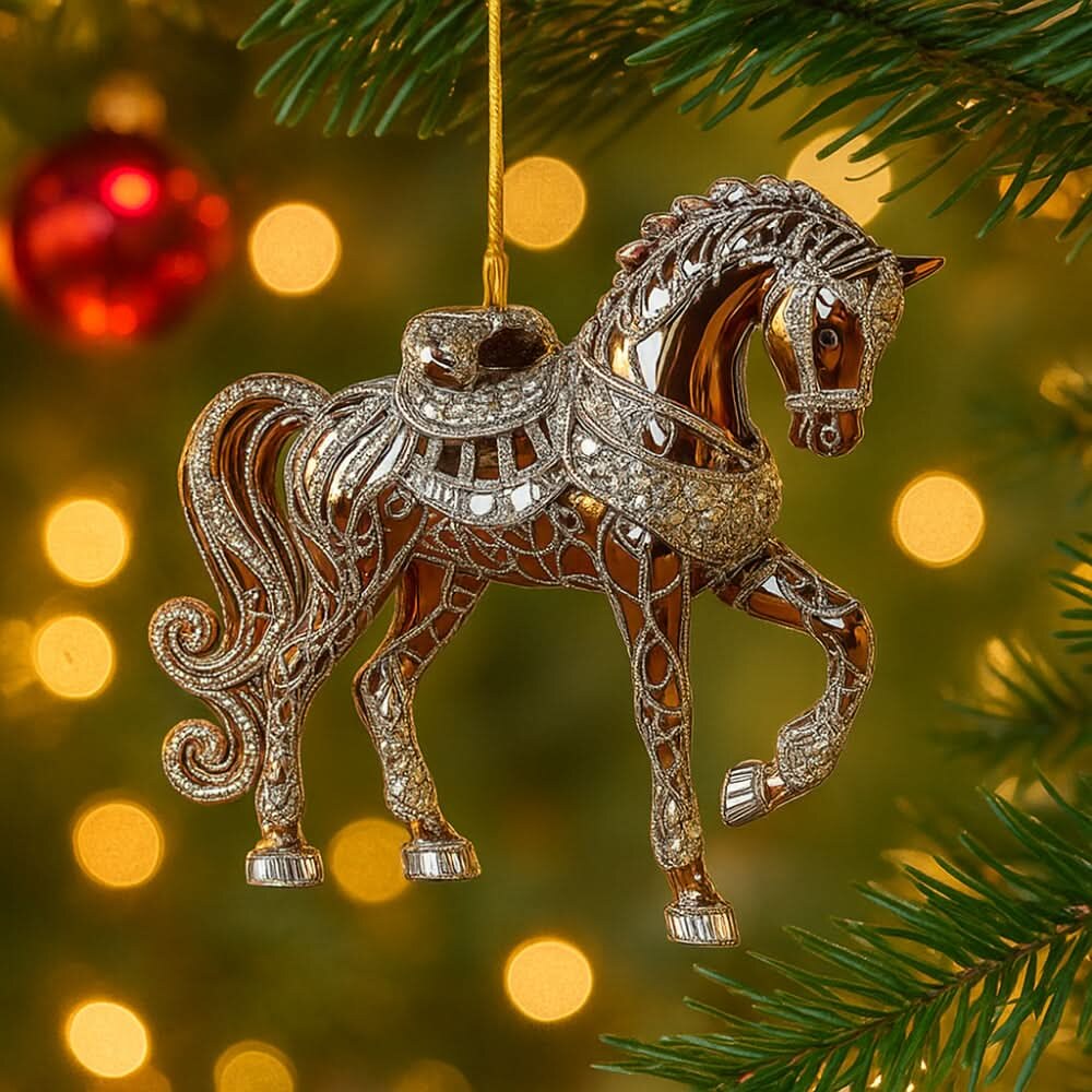Boule de noël cheval – ornement en acrylique fait à la main