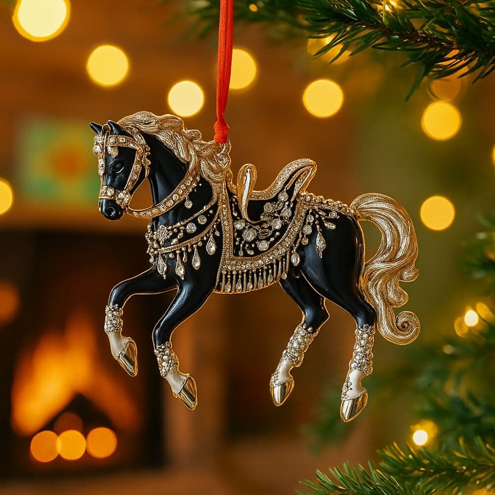 Boule de noël cheval – ornement en acrylique fait à la main
