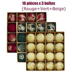 Boules de Noël floquées – lot assortiment à suspendre
