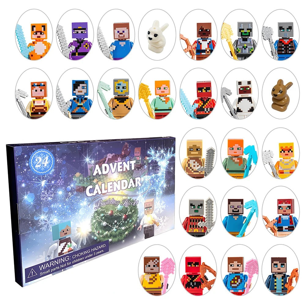 Calendrier de l'avent figurines pixel – 24 personnages et animaux