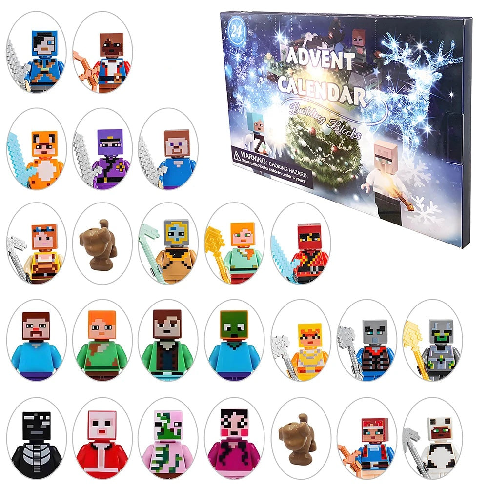 Calendrier de l'avent figurines pixel – 24 personnages et animaux