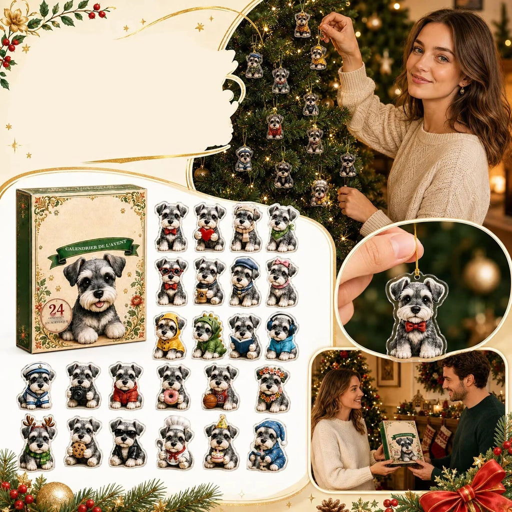 Calendrier de l'avent – 24 ornements schnauzer en acrylique