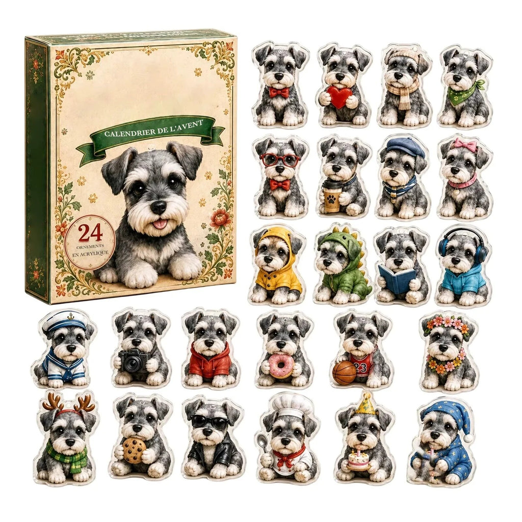 Calendrier de l'avent – 24 ornements schnauzer en acrylique