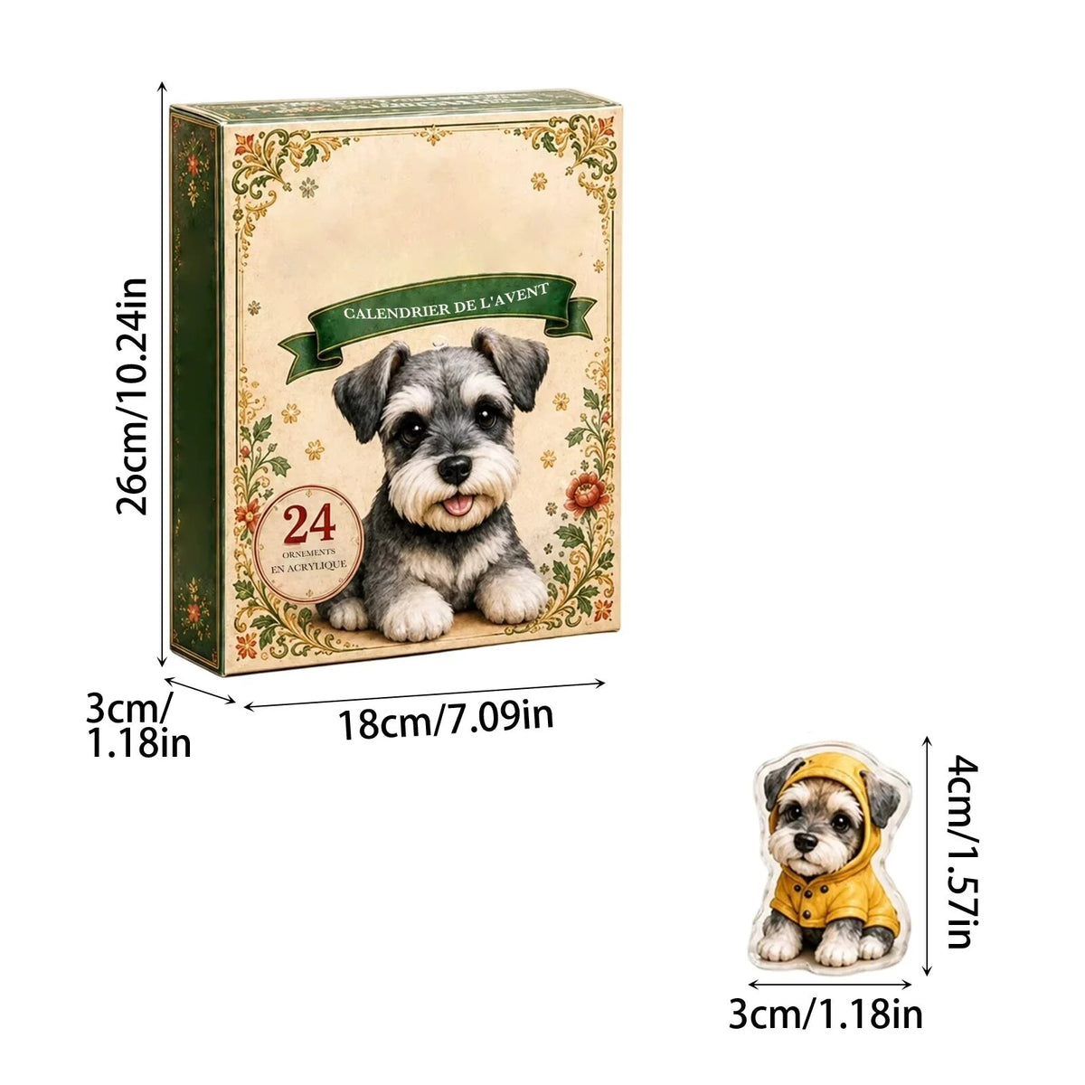 Calendrier de l'avent – 24 ornements schnauzer en acrylique