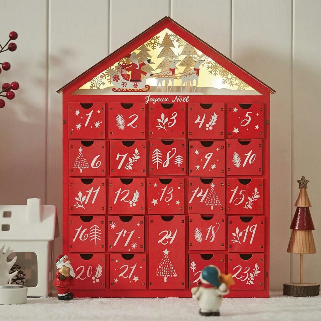 Calendrier de l'avent maison – en bois avec éclairage intégré