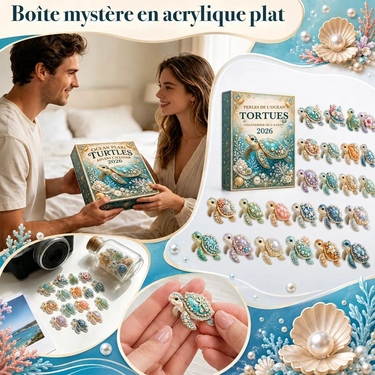 Calendrier de l'avent tortues – 24 figurines en acrylique