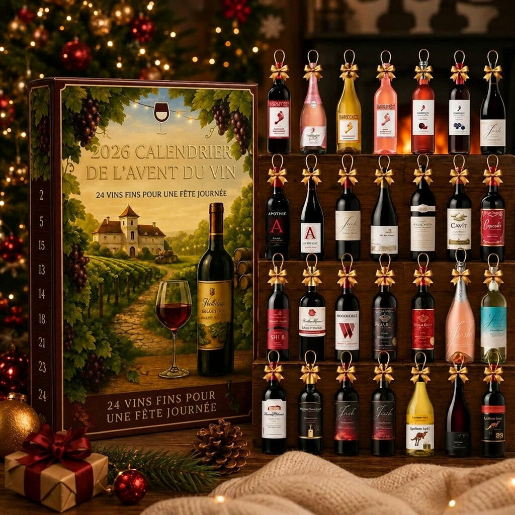 Calendrier de l'avent vin – 24 portes avec motifs vignoble