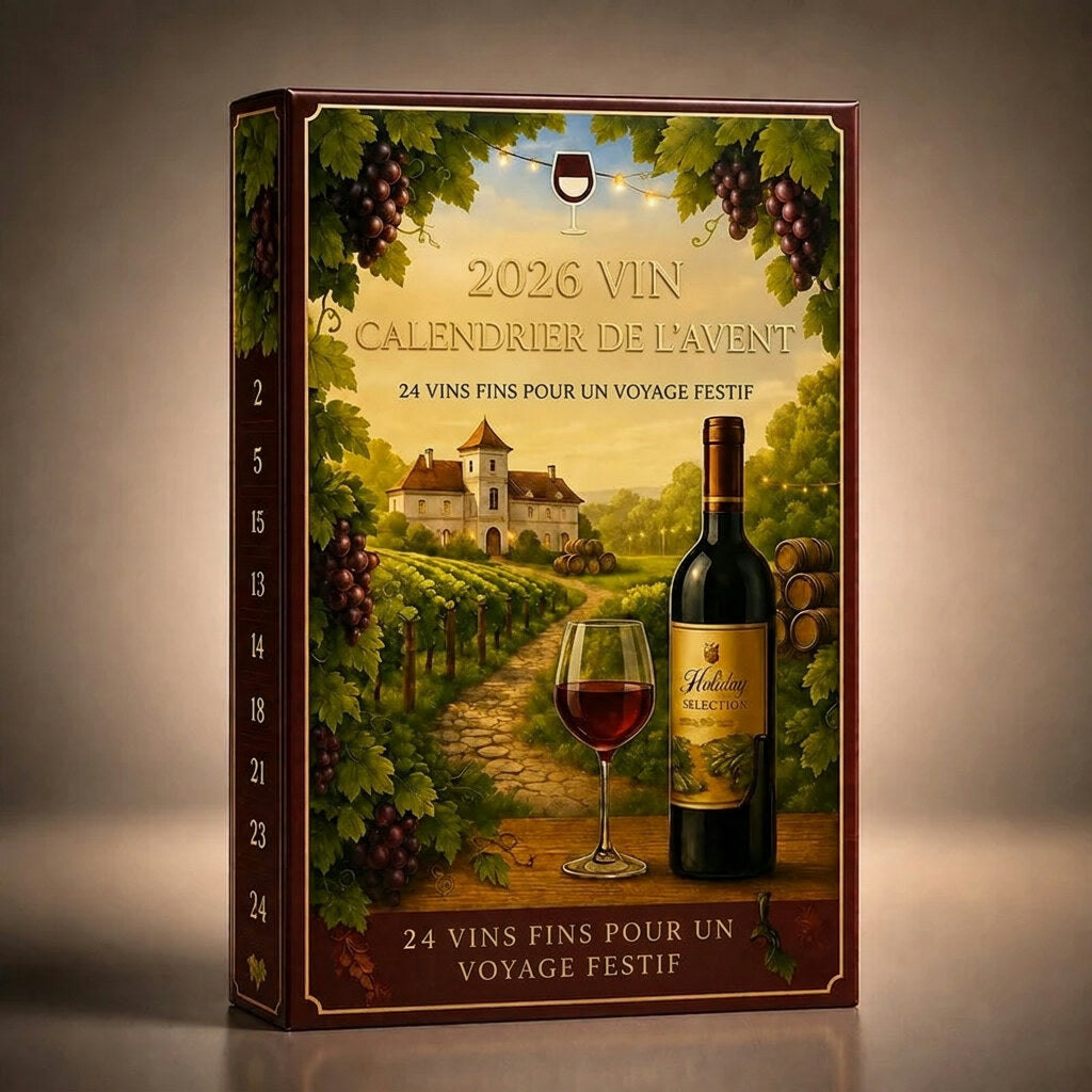 Calendrier de l'avent vin – 24 portes avec motifs vignoble