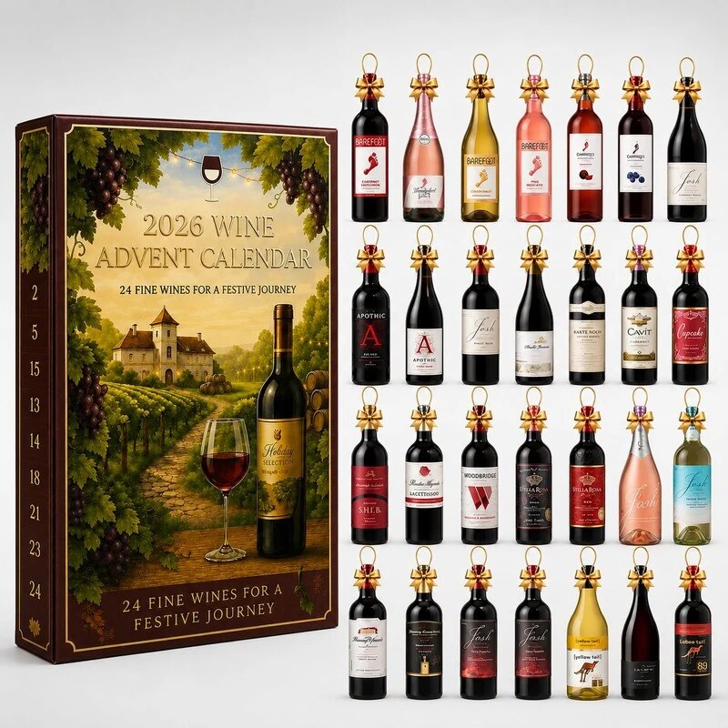 Calendrier de l'avent vin – 24 portes avec motifs vignoble