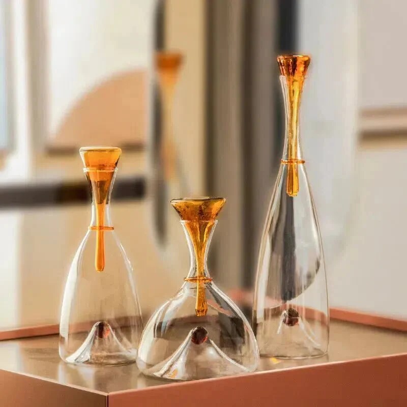 Carafe à vin en verre soufflé – décanteur avec bouchon décoratif