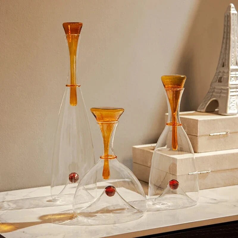 Carafe à vin en verre soufflé – décanteur avec bouchon décoratif