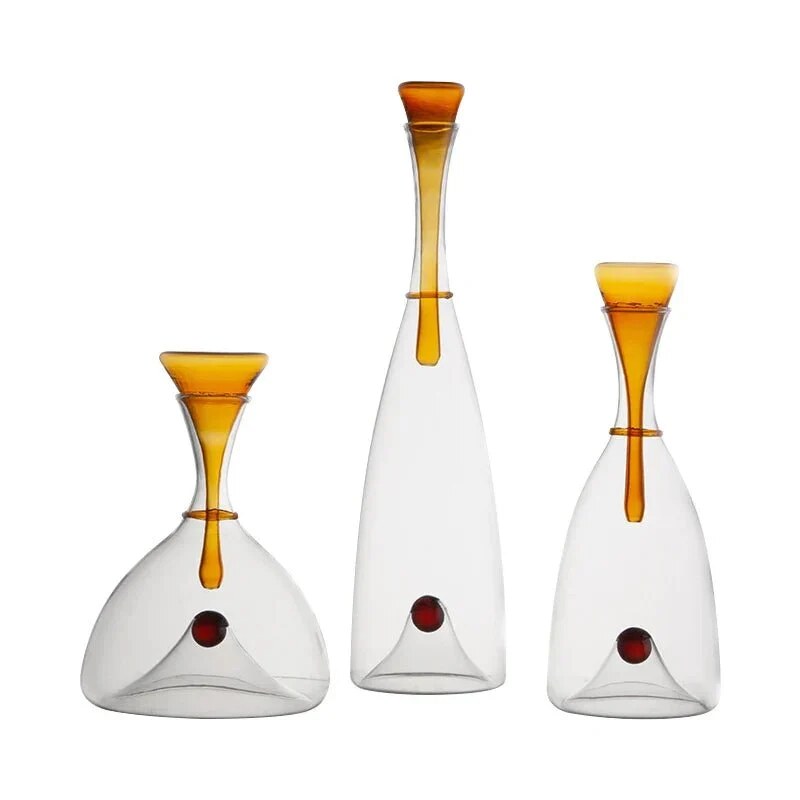 Carafe à vin en verre soufflé – décanteur avec bouchon décoratif