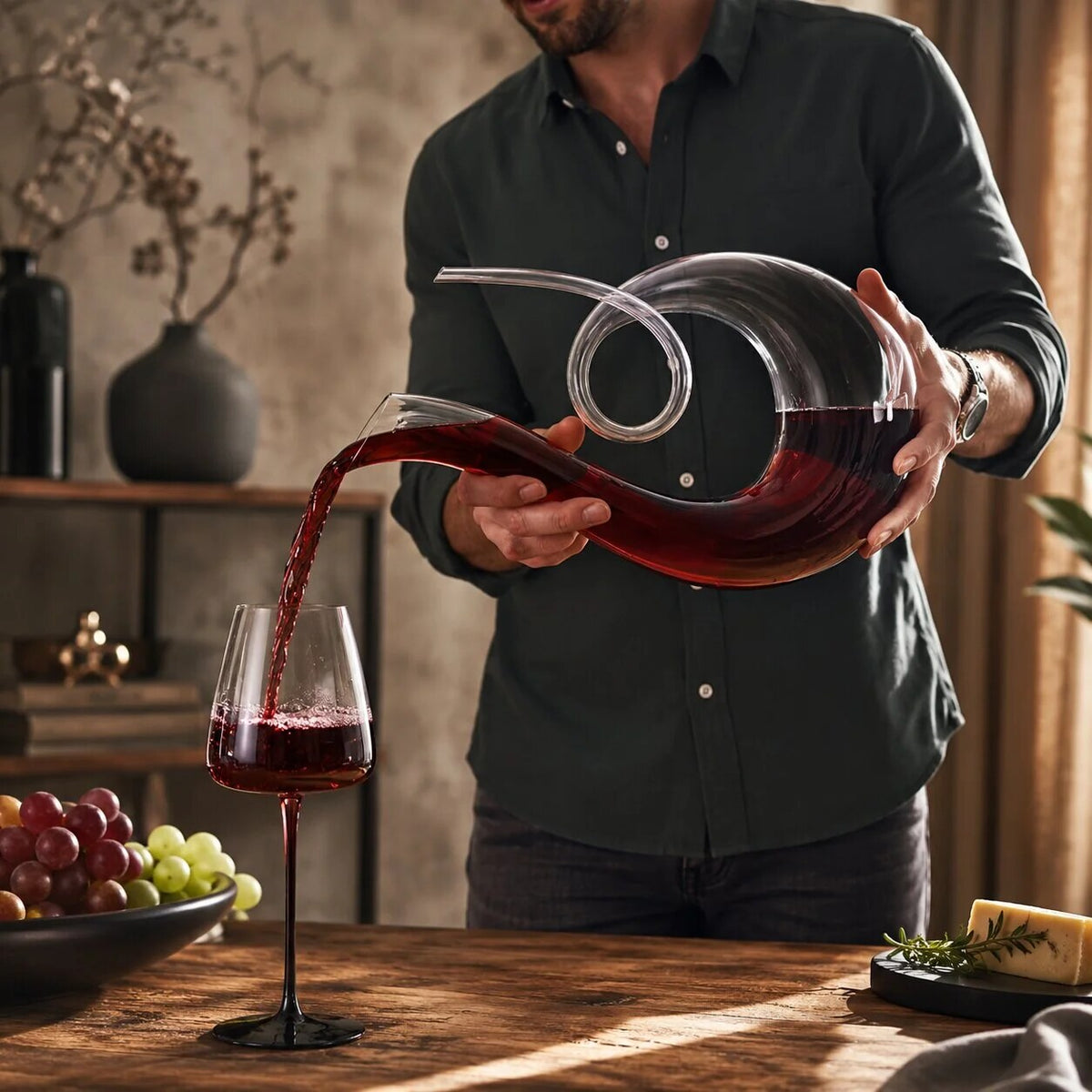 Carafe aérateur de vin – spirale élégante pour le service