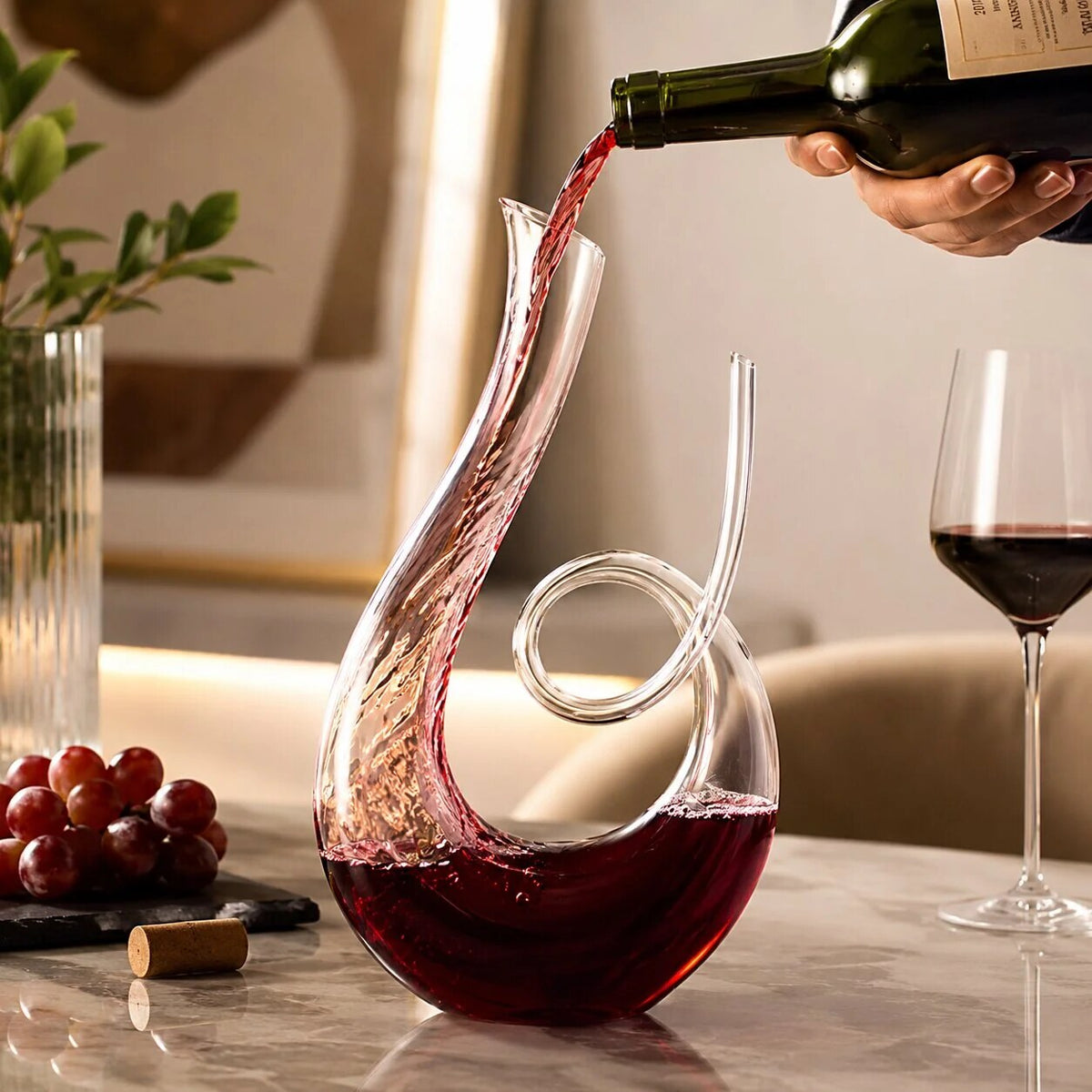 Carafe aérateur de vin – spirale élégante pour le service