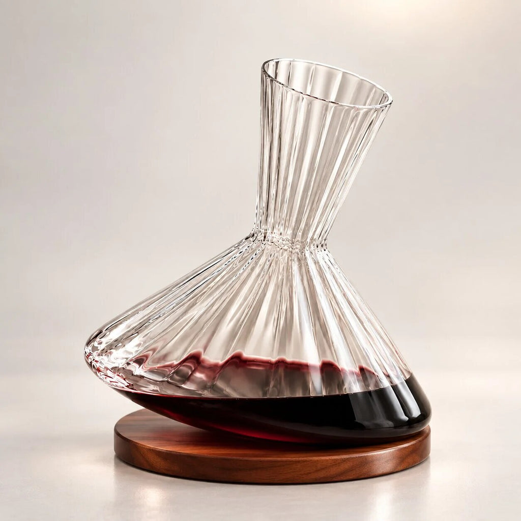 Carafe rotative en cristal – design tournant avec socle