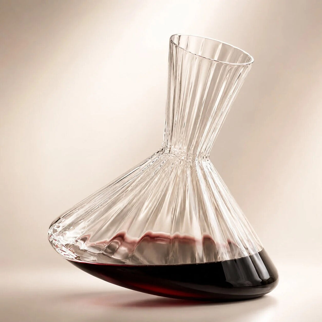 Carafe rotative en cristal – design tournant avec socle