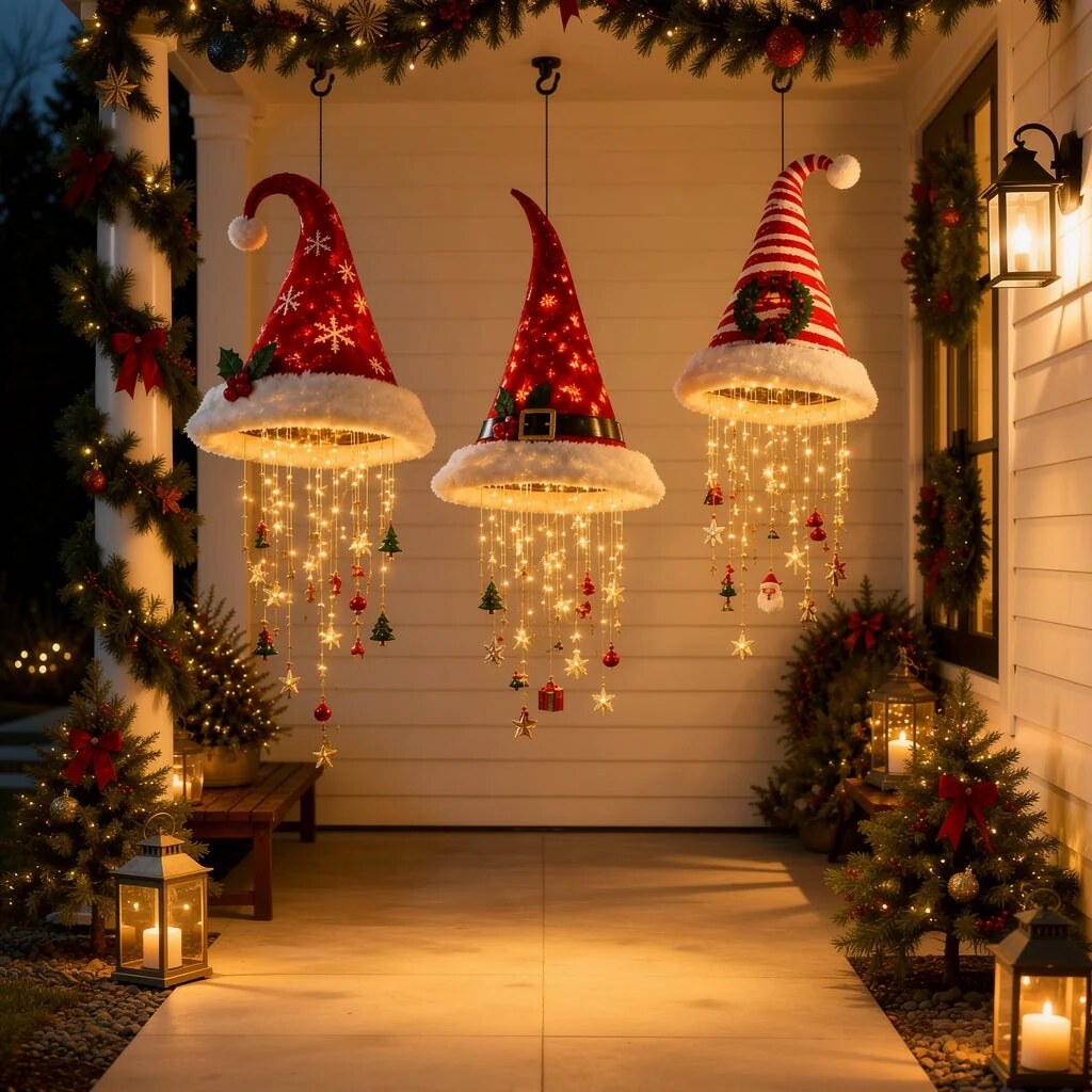 Chapeau de Noël lumineux – décoration suspendue avec LED