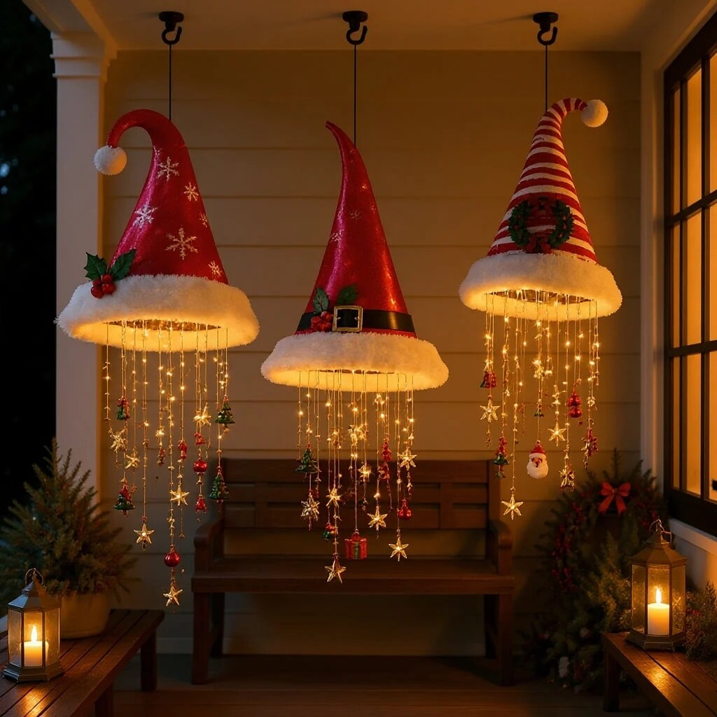 Chapeau de Noël lumineux – décoration suspendue avec LED